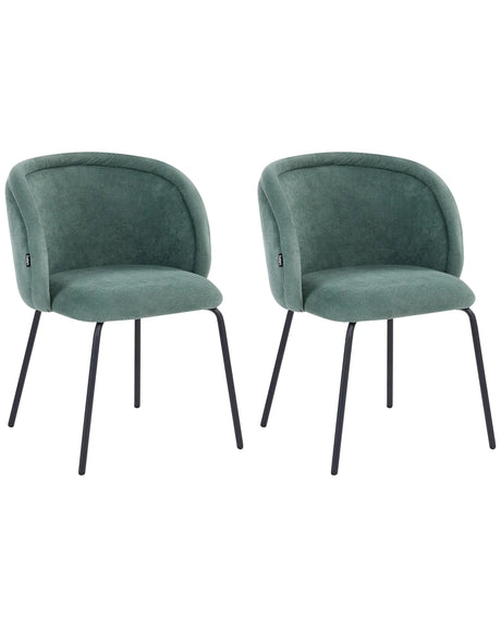 Set of 2 Dining Accent Chairs Light Green Upholstery without Armrests Metal Base Retro Design Beliani