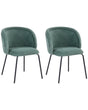 Set of 2 Dining Accent Chairs Light Green Upholstery without Armrests Metal Base Retro Design Beliani