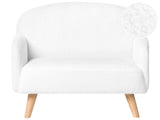 Kids Sofa White Boucle Upholstered with Armrests Modern 1-Seater Toddler Couch Beliani