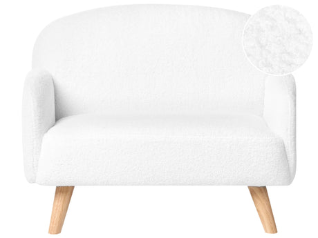 Kids Sofa White Boucle Upholstered with Armrests Modern 1-Seater Toddler Couch Beliani
