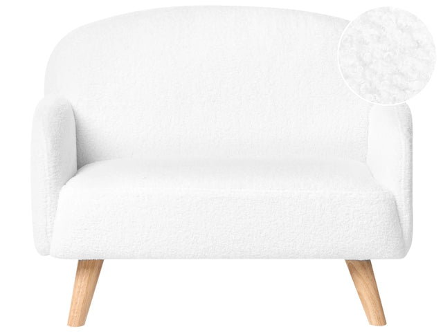 Kids Sofa White Boucle Upholstered with Armrests Modern 1-Seater Toddler Couch Beliani