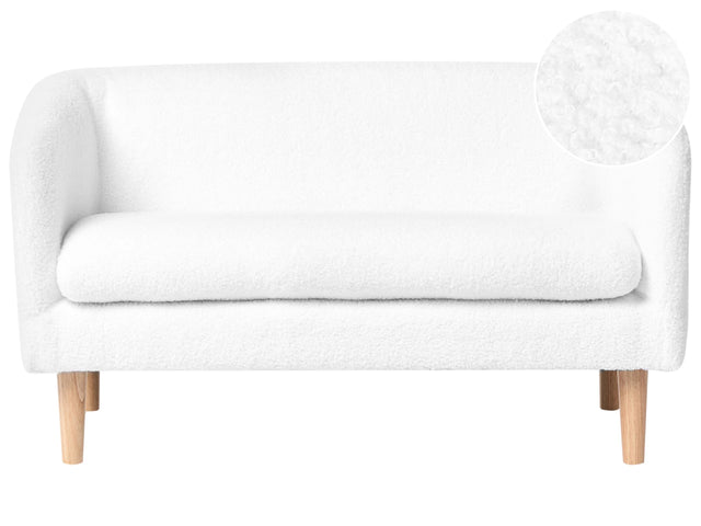Kids Sofa White Boucle Upholstered with Armrests Modern 1-Seater Toddler Couch Beliani
