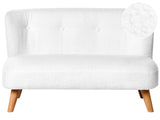 Kids Sofa White Boucle Upholstered with Armrests Modern Toddler Couch Beliani