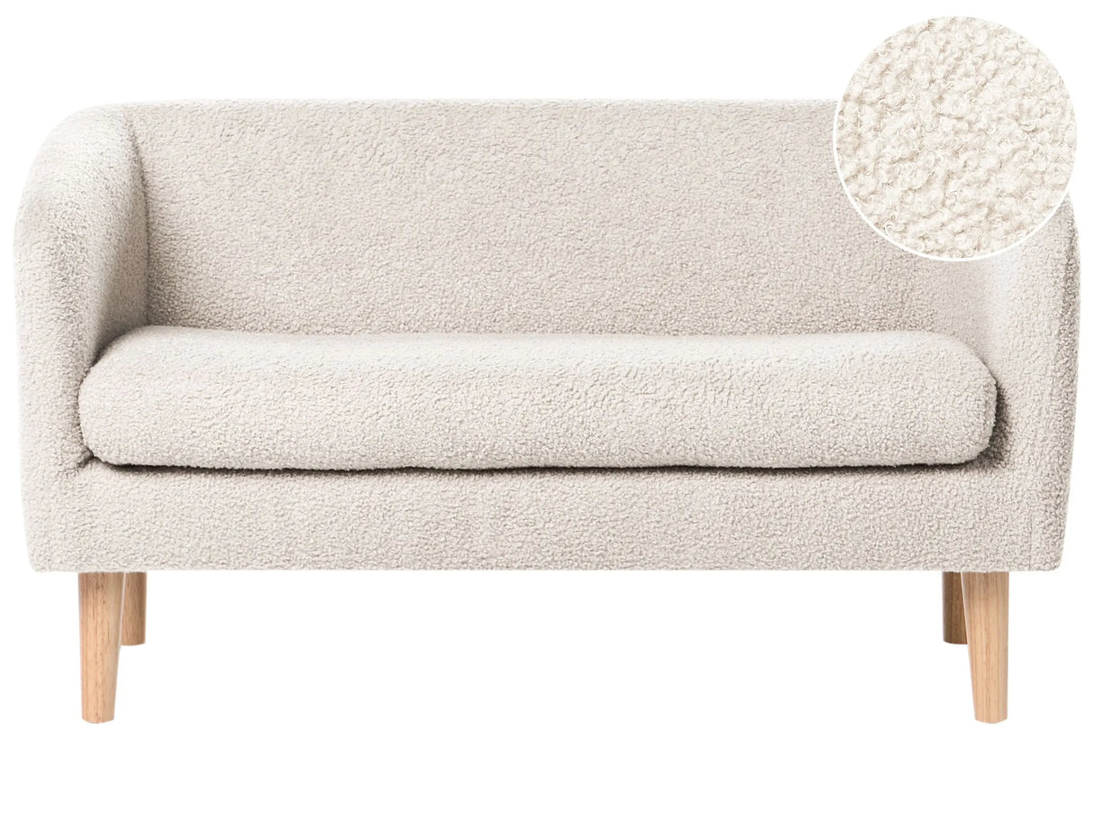 Kids Sofa Beige Boucle Upholstered with Armrests Modern 1-Seater Toddler Couch Beliani