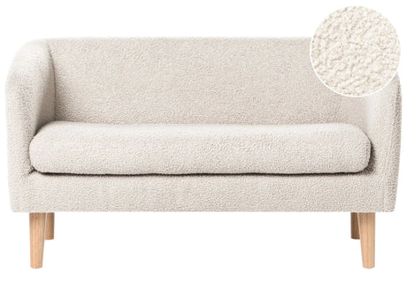 Kids Sofa Beige Boucle Upholstered with Armrests Modern 1-Seater Toddler Couch Beliani