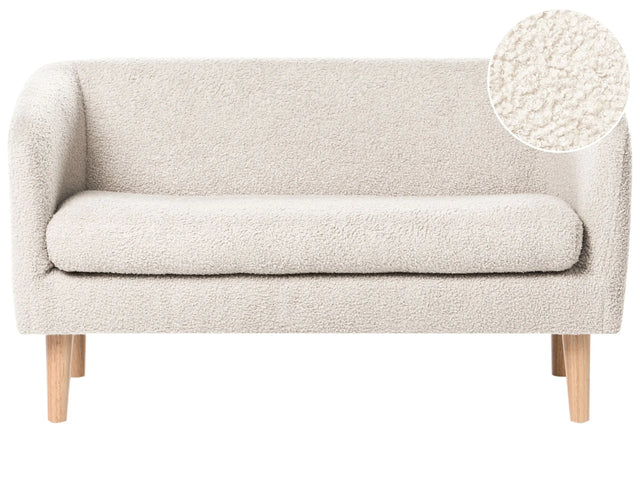 Kids Sofa Beige Boucle Upholstered with Armrests Modern 1-Seater Toddler Couch Beliani