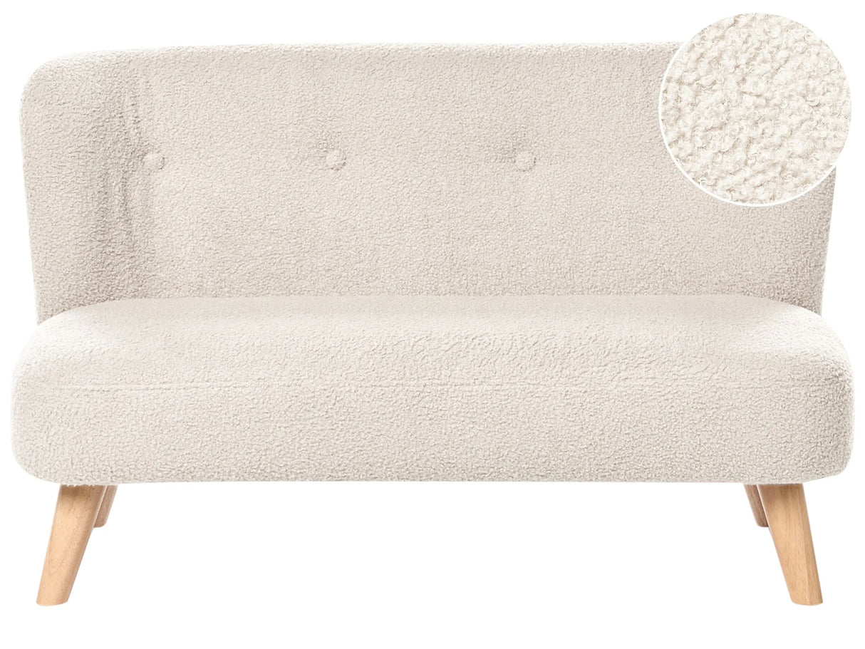 Kids Sofa Beige Boucle Upholstered with Armrests Modern Toddler Couch Beliani