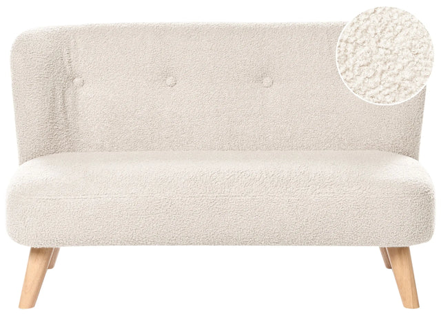 Kids Sofa Beige Boucle Upholstered with Armrests Modern Toddler Couch Beliani