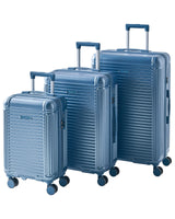 Set of 3 Suitcases Blue Synthetic Material Iron Silent Wheels Anti-Theft Zipper 3 Sizes TSA Lock Comfort Beliani