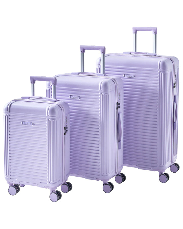 Set of 3 Suitcases Violet Synthetic Material Iron Silent Wheels Anti-Theft Zipper 3 Sizes TSA Lock Comfort Beliani