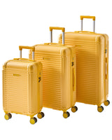 Set of 3 Suitcases Yellow Synthetic Material Iron Silent Wheels Anti-Theft Zipper 3 Sizes TSA Lock Comfort Beliani