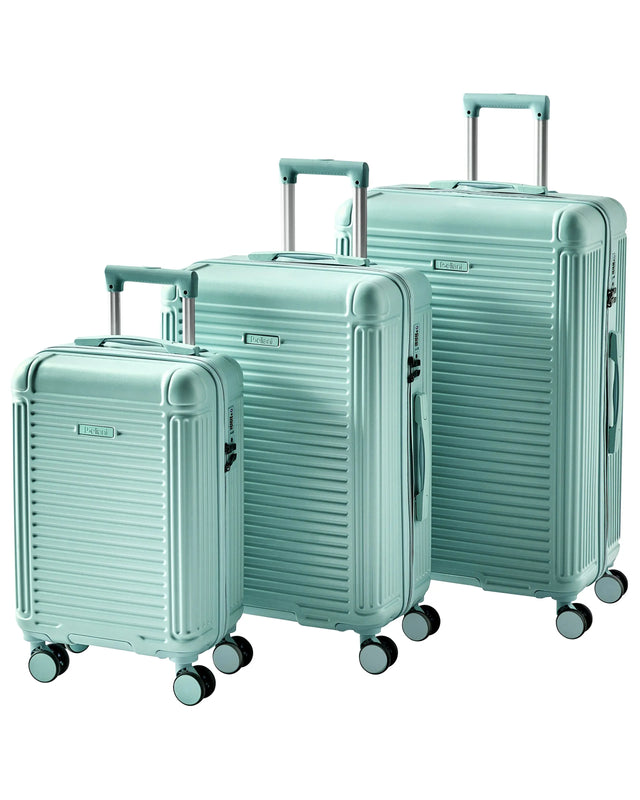 Set of 3 Suitcases Mint Green Synthetic Material Iron Silent Wheels Anti-Theft Zipper 3 Sizes TSA Lock Comfort Beliani