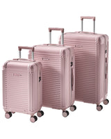 Set of 3 Suitcases Pink Synthetic Material Iron Silent Wheels Anti-Theft Zipper 3 Sizes TSA Lock Comfort Beliani