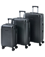 Set of 3 Suitcases Dark Grey Synthetic Material Iron Silent Wheels Anti-Theft Zipper 3 Sizes TSA Lock Comfort Beliani