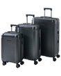 Set of 3 Suitcases Dark Grey Synthetic Material Iron Silent Wheels Anti-Theft Zipper 3 Sizes TSA Lock Comfort Beliani