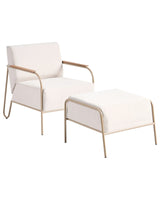 Garden Chair Beige Upholstered Cushions Seat Backrest Metal Frame with Footrest Modern Outdoor Patio Design Beliani