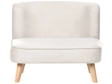 Kids Sofa Beige Velvet Upholstered Armless  Modern Children Toddler Couch Beliani