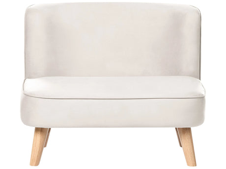 Kids Sofa Beige Velvet Upholstered Armless  Modern Children Toddler Couch Beliani