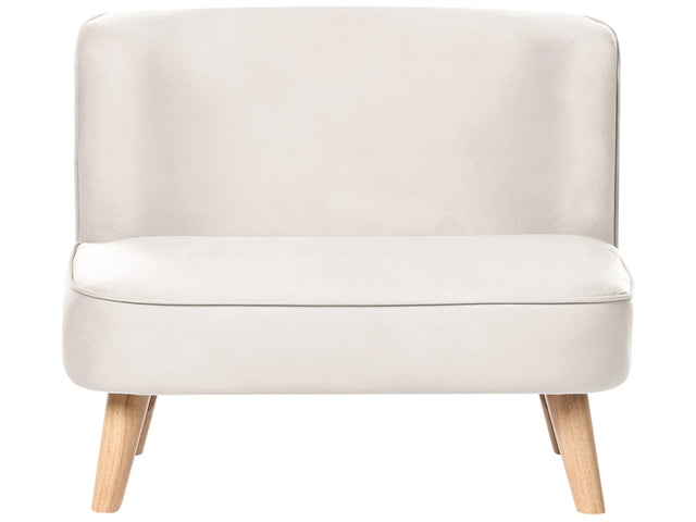 Kids Sofa Beige Velvet Upholstered Armless  Modern Children Toddler Couch Beliani