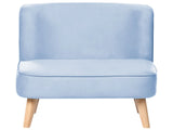 Kids Sofa Light Blue Velvet Upholstered Armless  Modern Children Toddler Couch Beliani