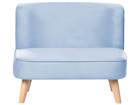 Kids Sofa Light Blue Velvet Upholstered Armless  Modern Children Toddler Couch Beliani