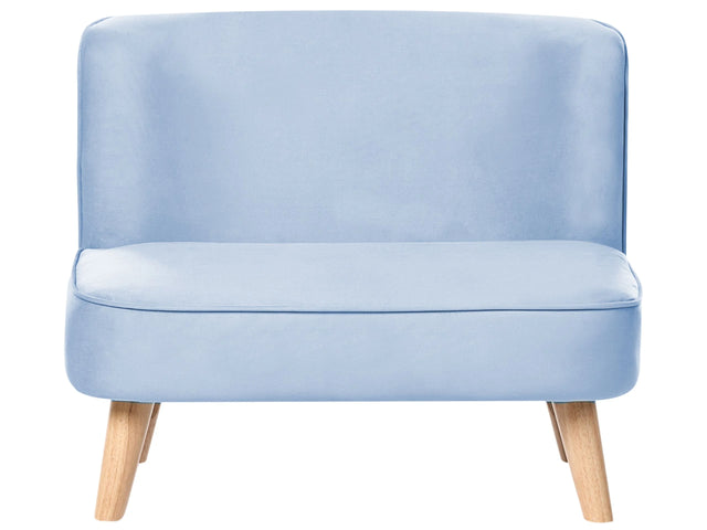 Kids Sofa Light Blue Velvet Upholstered Armless  Modern Children Toddler Couch Beliani