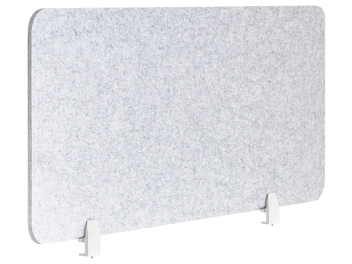 Desk Screen Grey PET Board Fabric Cover 120 x 50 cm Acoustic Screen Modular Mounting Clamps Home Office Beliani