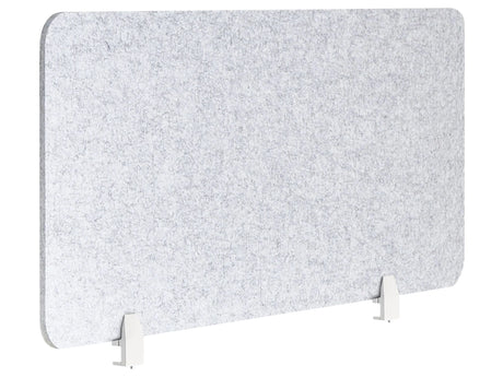 Desk Screen Grey PET Board Fabric Cover 120 x 50 cm Acoustic Screen Modular Mounting Clamps Home Office Beliani