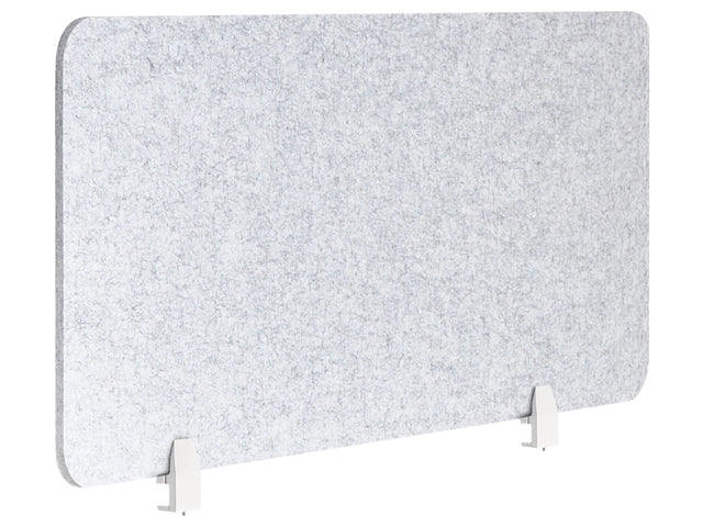 Desk Screen Grey PET Board Fabric Cover 120 x 50 cm Acoustic Screen Modular Mounting Clamps Home Office Beliani
