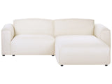 Left-Hand Corner Sofa Off-White Fabric Upholstery Pine Wood Legs 3 Seater Living Room Beliani