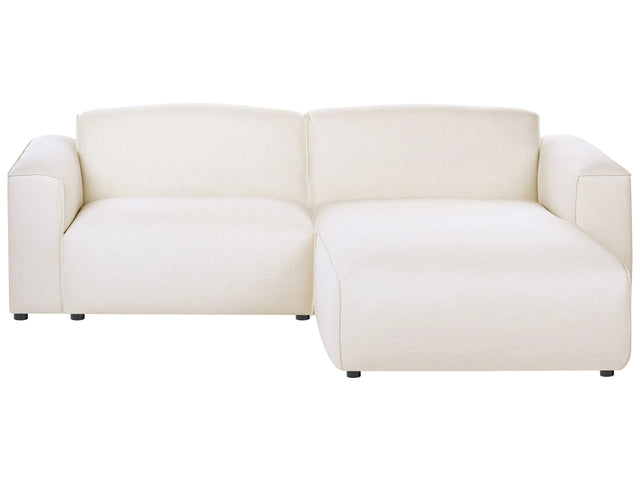 Left-Hand Corner Sofa Off-White Fabric Upholstery Pine Wood Legs 3 Seater Living Room Beliani