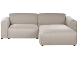 Left-Hand Corner Sofa Beige Fabric Upholstery Pine Wood Legs 3 Seater Living Room Beliani