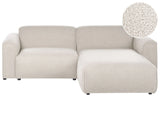 Left-Hand Corner Sofa Beige Boucle Upholstery Pine Wood Legs 3 Seater Living Room Beliani
