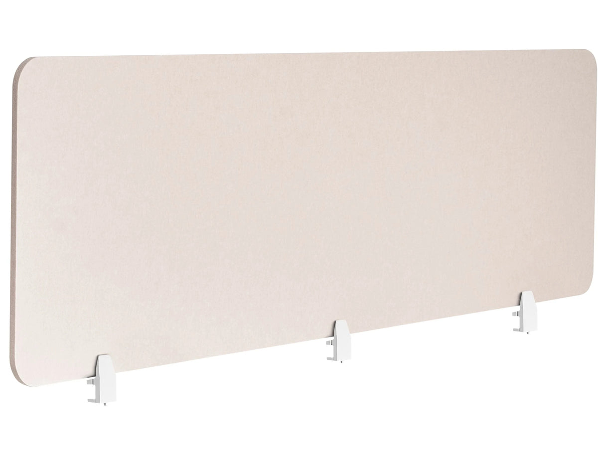 Desk Screen Beige PET Board Fabric Cover 180 x 50 cm Acoustic Screen Modular Mounting Clamps Home Office Beliani