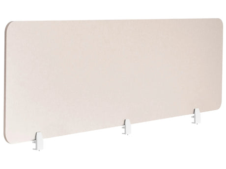 Desk Screen Beige PET Board Fabric Cover 180 x 50 cm Acoustic Screen Modular Mounting Clamps Home Office Beliani