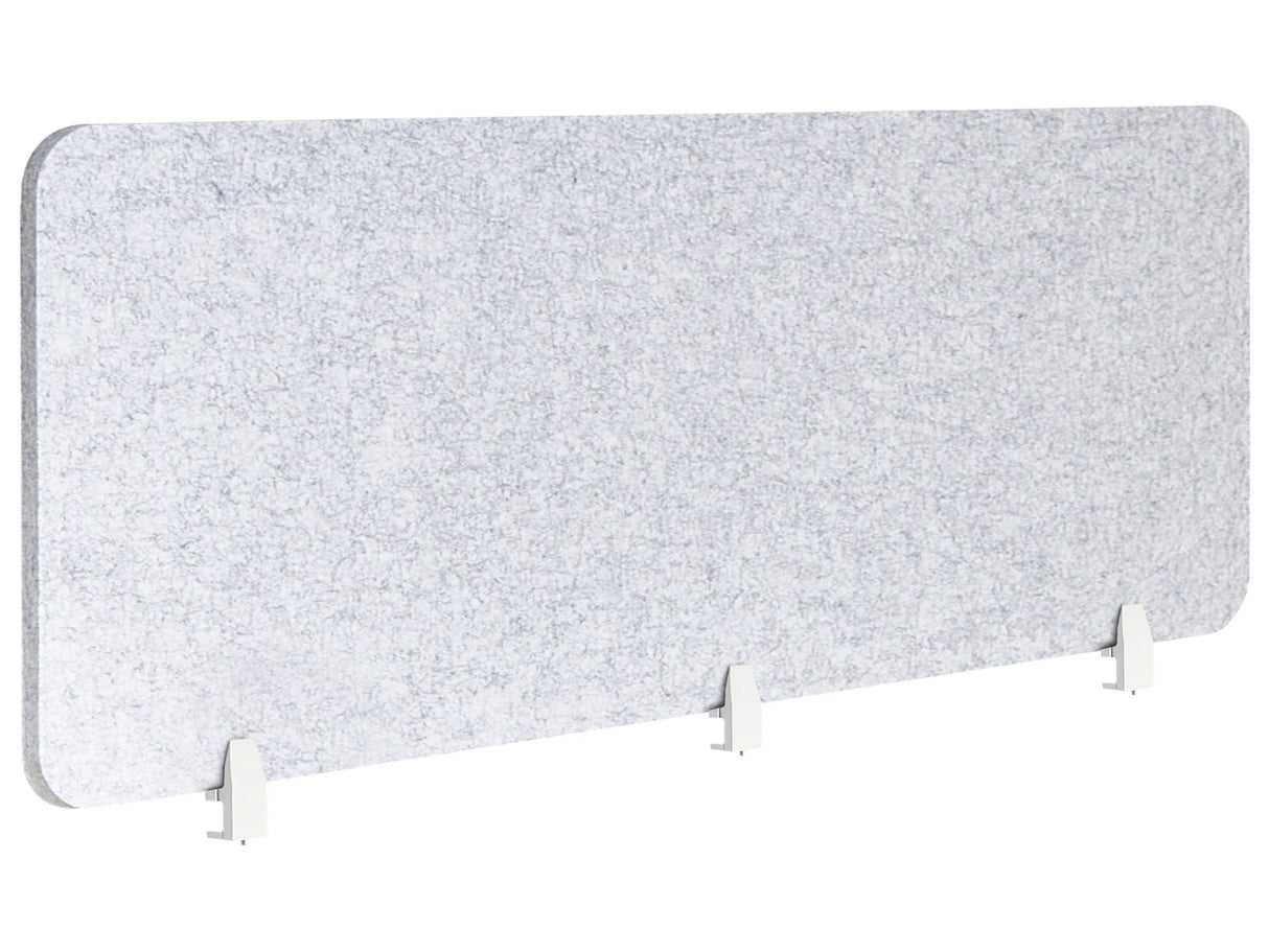 Desk Screen Grey PET Board Fabric Cover 180 x 50 cm Acoustic Screen Modular Mounting Clamps Home Office Beliani