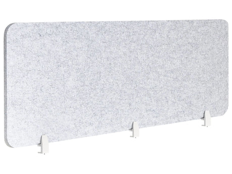 Desk Screen Grey PET Board Fabric Cover 180 x 50 cm Acoustic Screen Modular Mounting Clamps Home Office Beliani