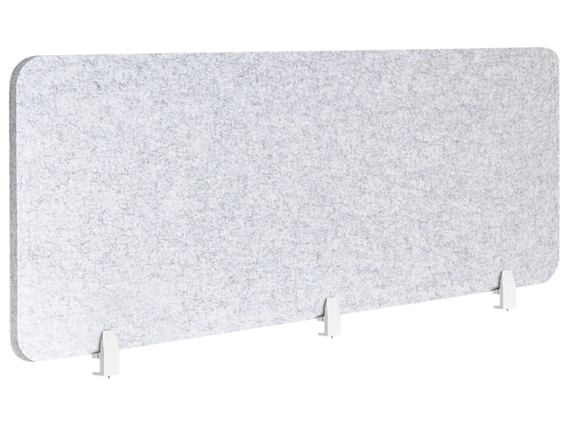 Desk Screen Grey PET Board Fabric Cover 180 x 50 cm Acoustic Screen Modular Mounting Clamps Home Office Beliani