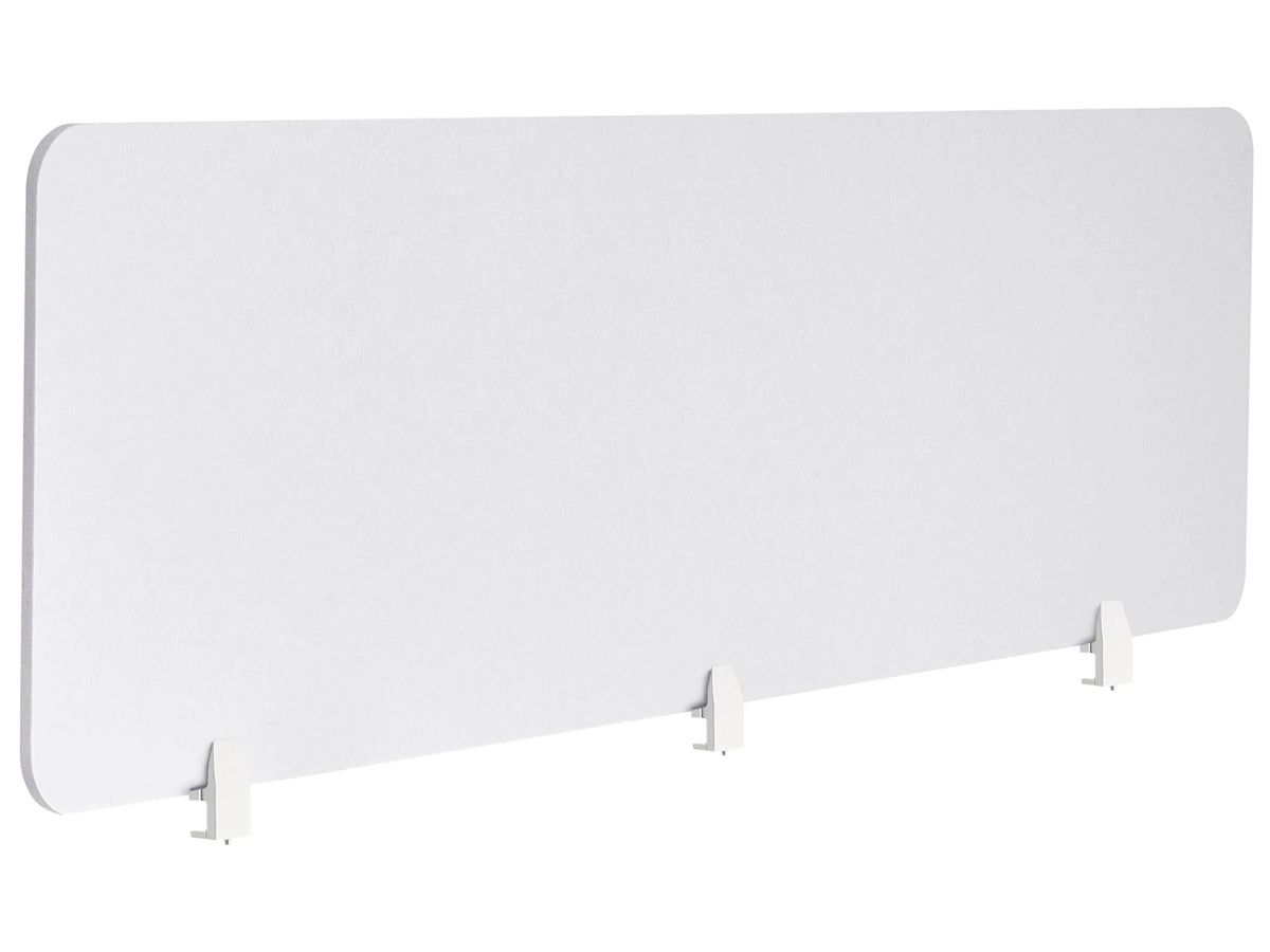 Desk Screen Off-White PET Board Fabric Cover 180 x 50 cm Acoustic Screen Modular Mounting Clamps Home Office Beliani