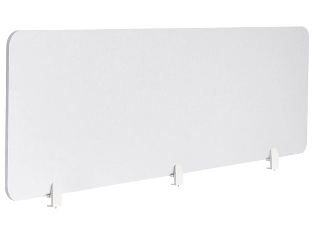 Desk Screen Off-White PET Board Fabric Cover 180 x 50 cm Acoustic Screen Modular Mounting Clamps Home Office Beliani