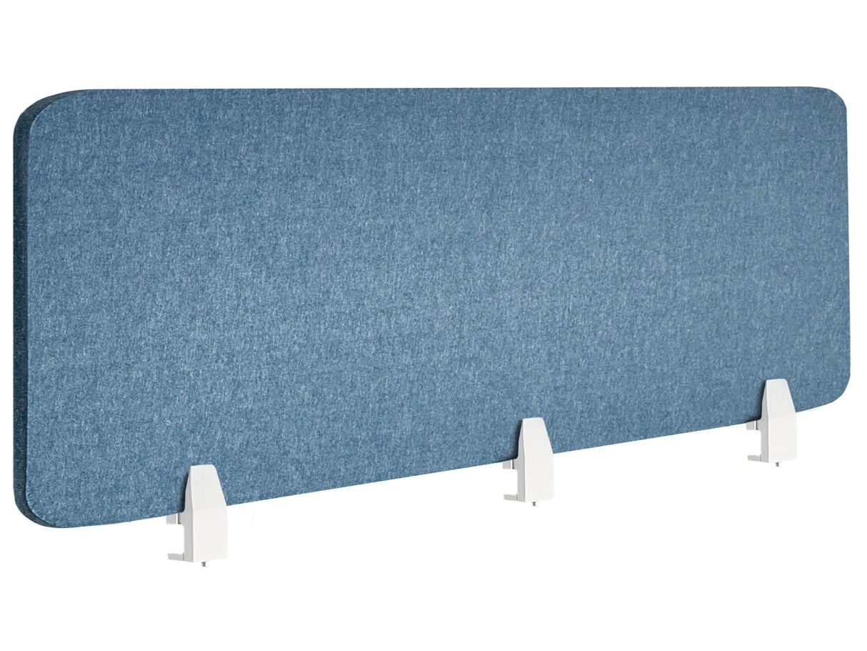 Desk Screen Blue PET Board Fabric Cover 180 x 50 cm Acoustic Screen Modular Mounting Clamps Home Office Beliani
