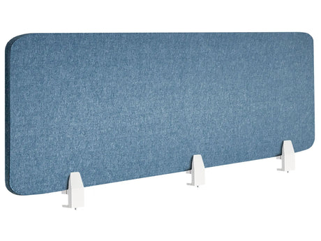 Desk Screen Blue PET Board Fabric Cover 180 x 50 cm Acoustic Screen Modular Mounting Clamps Home Office Beliani