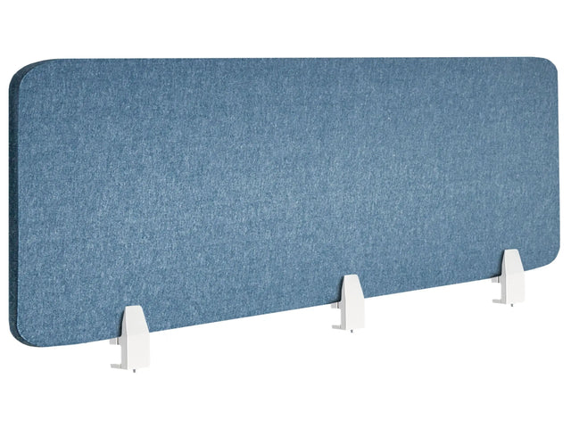 Desk Screen Blue PET Board Fabric Cover 180 x 50 cm Acoustic Screen Modular Mounting Clamps Home Office Beliani