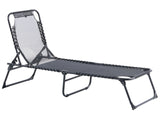 Sun Lounger Black Textilene Seat Folding Steel Frame Adjustable Backrest UV Resistant Beliani
