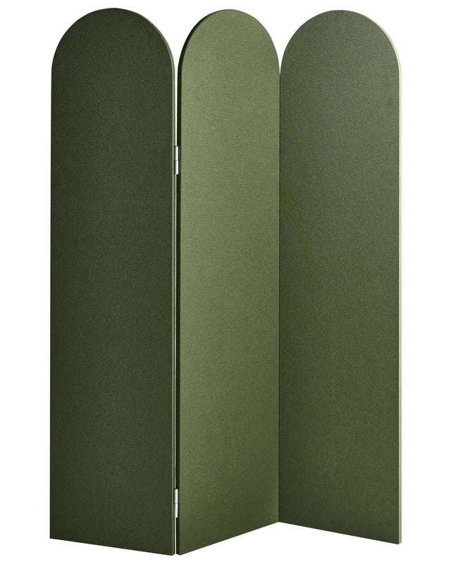 Acoustic Room Divider Green Polyester Steel Frame 3 Panels Decorative Screen Partition Beliani