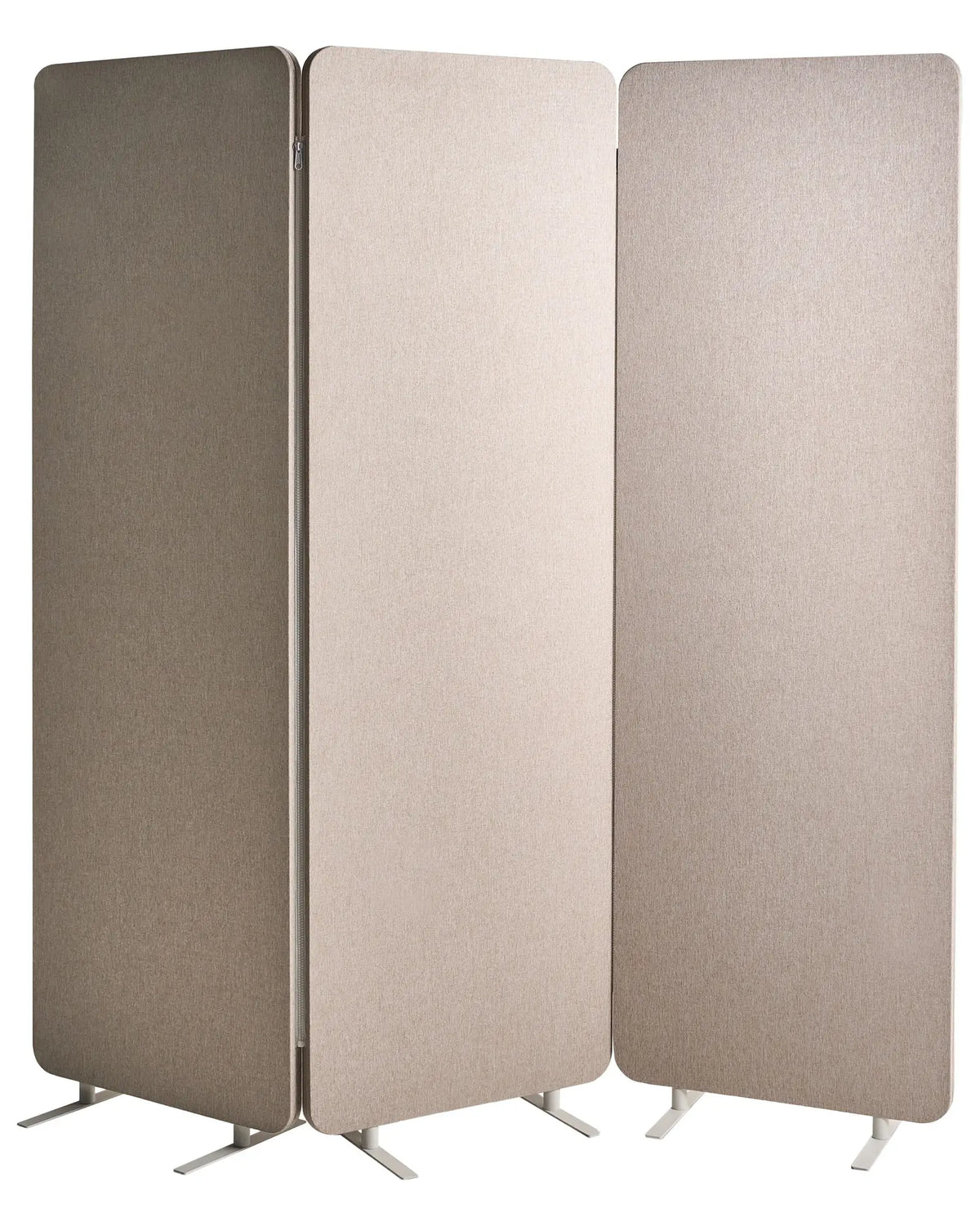 3-Panel Room Divider Beige Fabric Privacy Screen Office Partition Wall Noise Reducing Beliani