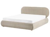 Ottoman Bed Taupe Fabric EU King Size 5ft3 Tufted with Lift-Up Sprung Frame Storage Beliani