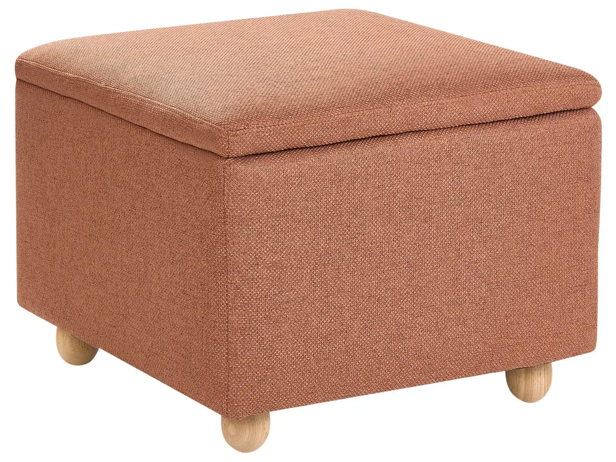 Storage Pouffe Golden Brown Fabric Water-repellent Finish Upholstered Footstool with Storage Hallway Seat Beliani