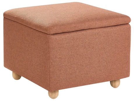 Storage Pouffe Golden Brown Fabric Water-repellent Finish Upholstered Footstool with Storage Hallway Seat Beliani