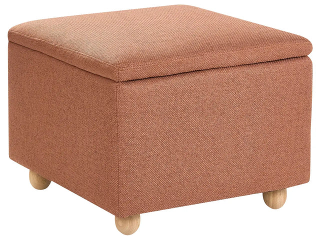 Storage Pouffe Golden Brown Fabric Water-repellent Finish Upholstered Footstool with Storage Hallway Seat Beliani